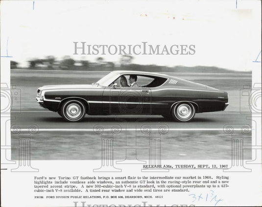 1967 Press Photo Smart Styling Is Key To Ford's Torino Grand Touring Fastback- Historic Images