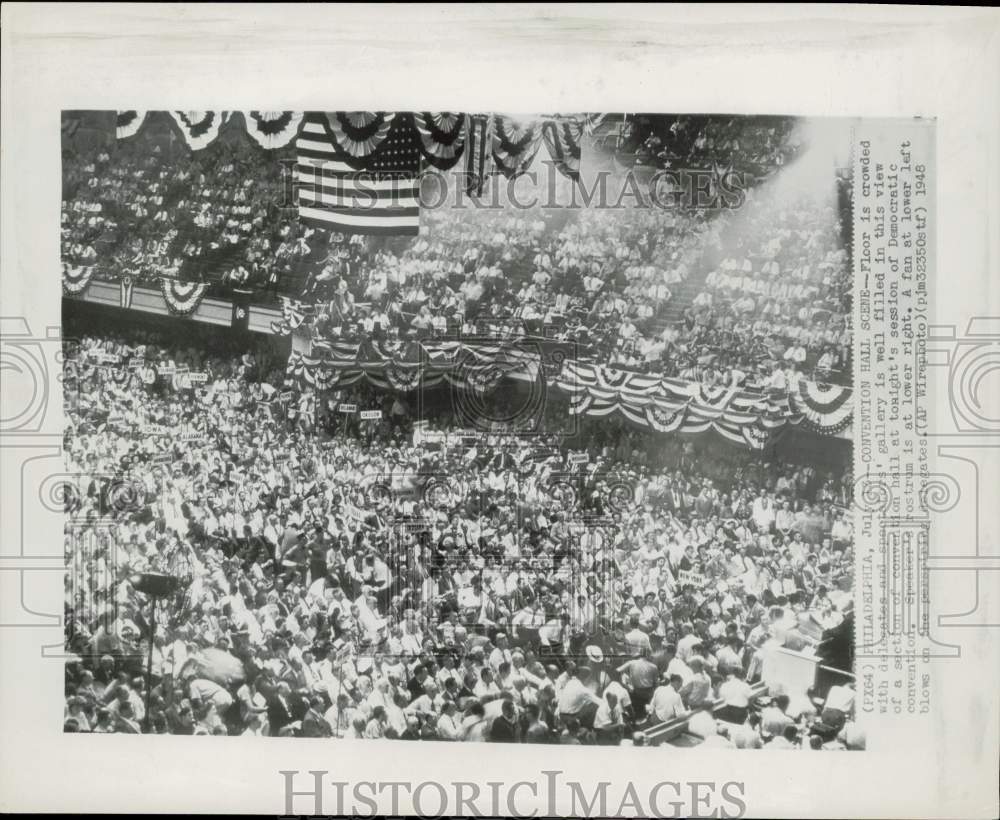 1948 Press Photo Crowded Floor of the Democratic Convention in Philadelphia- Historic Images