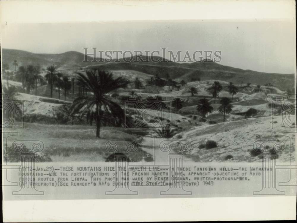 1943 Press Photo French Mareth Line in the hills of Tunisia - afx18537- Historic Images
