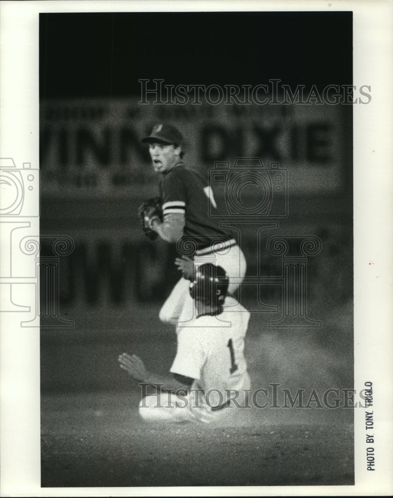 Press Photo Alabama Player Slides To Base During Game - ahta02327 - Historic Images