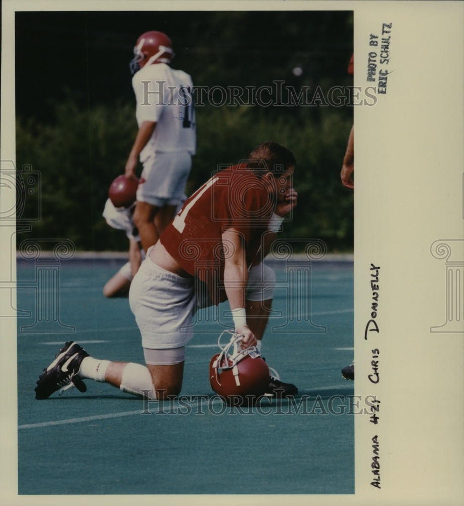 Press Photo Alabama #21 Chris Donnelly Kneels On Football Field - Historic Images