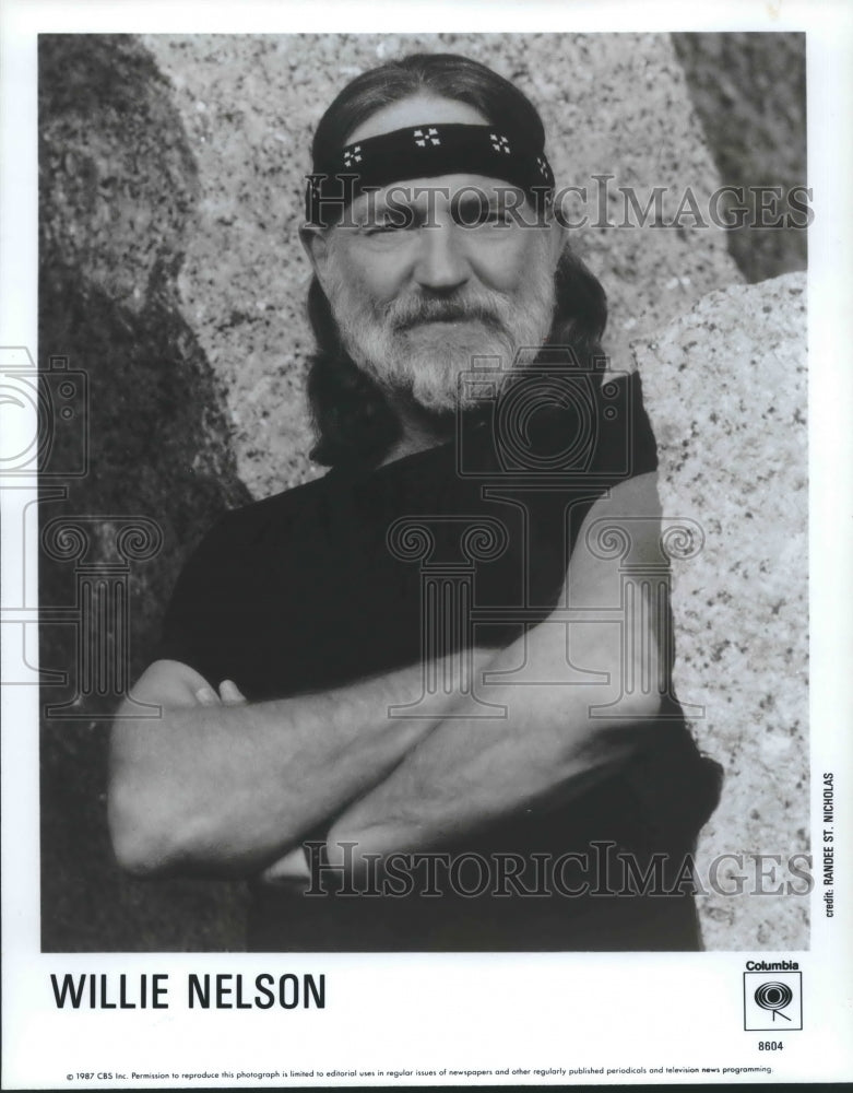 1987 Press Photo Musician Willie Nelson on Columbia Records - Historic Images