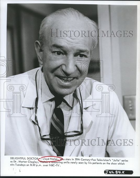 1969 Press Photo Lloyd Nolan, Actor, as Dr. Morton Chegley on "Julia" - Historic Images