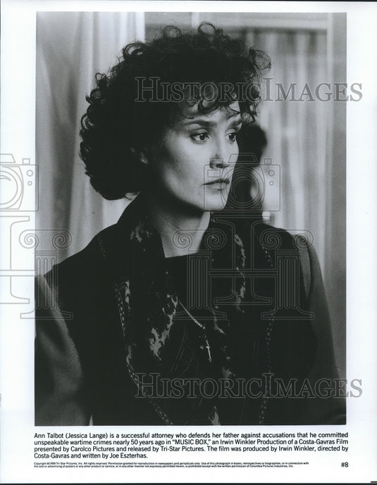 1989 Press Photo Jessica Lange as Ann Talbot  in "Music Box" - Historic Images