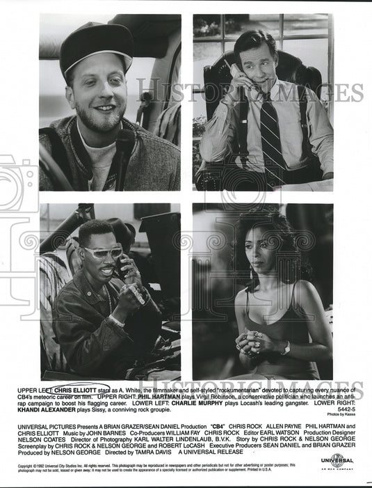 1992 Press Photo Chris Elliott, Phil Hartman, and Stars of Film "CB4" - Historic Images