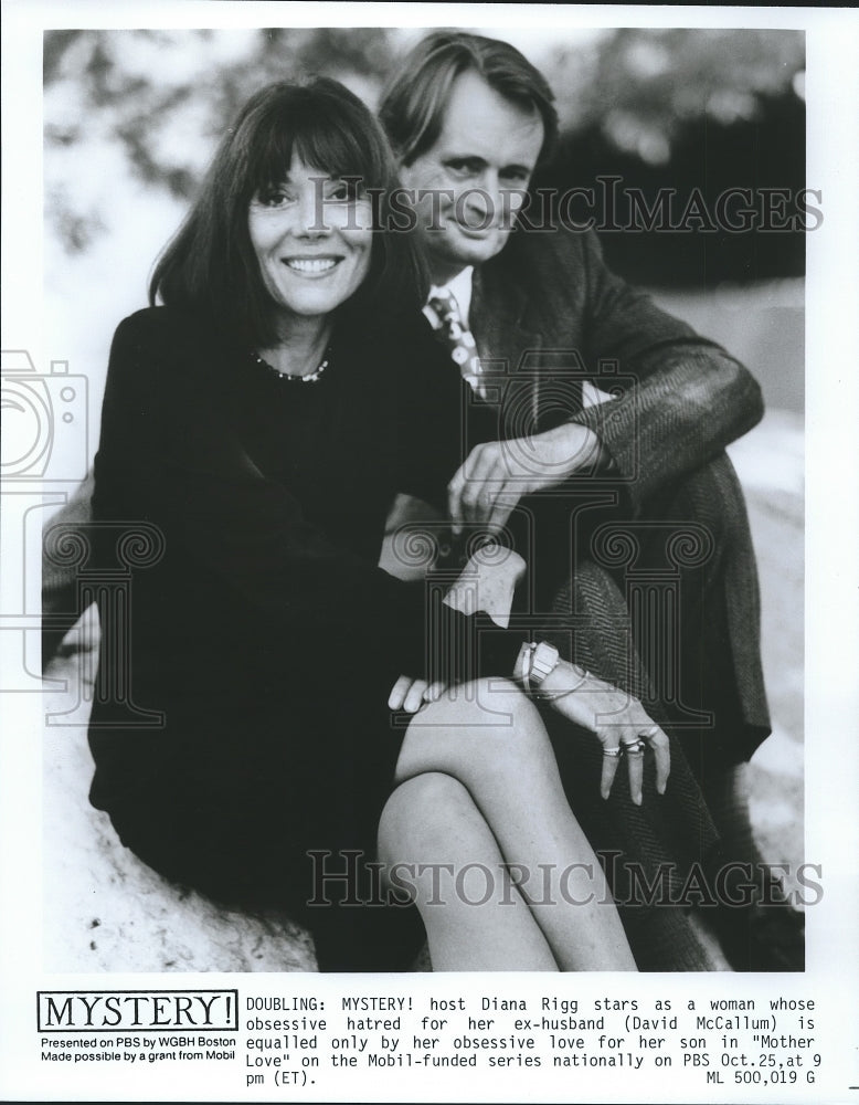 Press Photo "Mystery" Host Diana Rigg and David McCallun - Historic Images