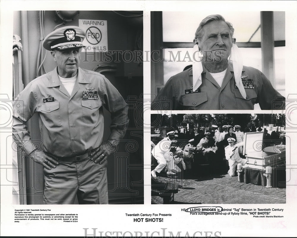 1991 Press Photo Actor Lloyd Bridges in 20th Century Fox&#39;s &quot;Hot Shots!&quot; - Historic Images