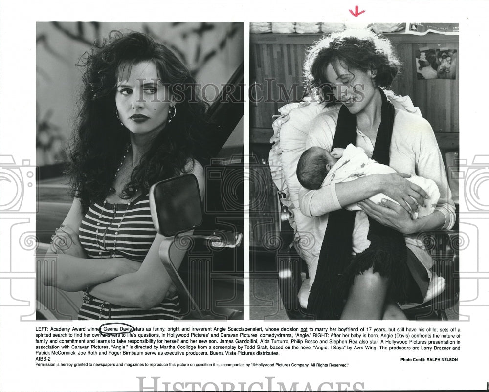 Press Photo Geena Davis, Actress, and Baby in &quot;Angie&quot; - Historic Images