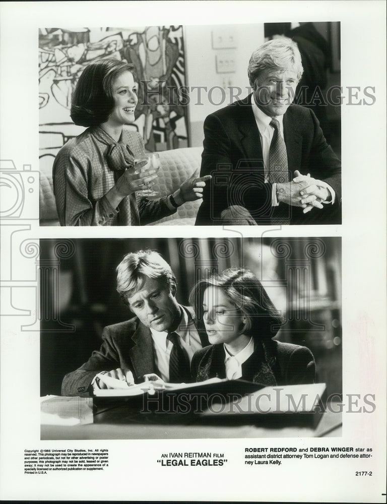 1986 Press Photo Actors Robert Redford &amp; Debra Winger Star in &quot;Legal Eagles&quot; - Historic Images