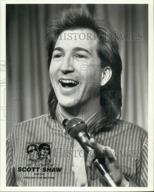 1991 Press Photo Comedian Scott Shaw and the Fabulous Funk Brothers - Historic Images