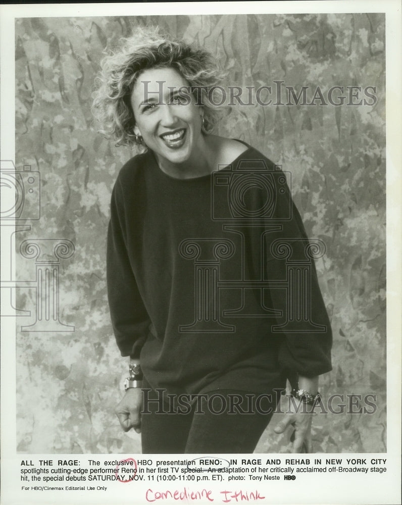 Press Photo Reno, Actress in Special &quot;Reno: In Rage and Rehab in New York City&quot; - Historic Images