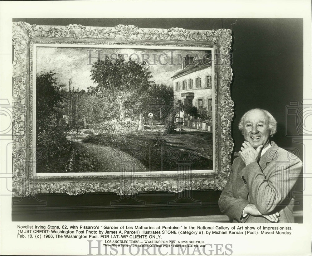 Press Photo Irving Stone, Novelist with Pissarro Piece in National Gallery - Historic Images