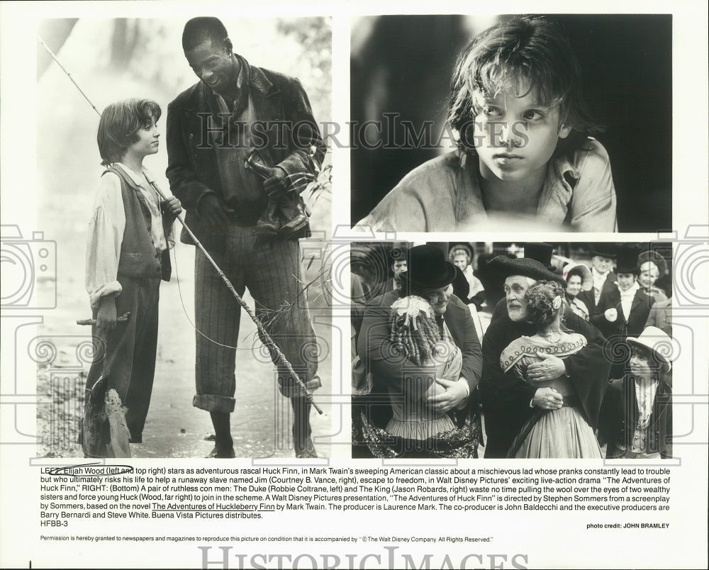 Press Photo Elijah Wood and Stars of "The Adventures of Huck Finn" - Historic Images