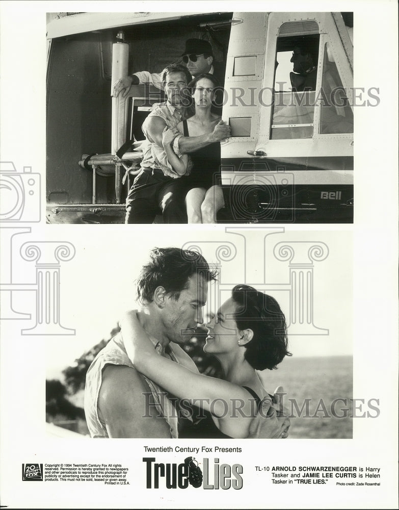 1994 Press Photo Arnold Schwarzenegger and Jamie Lee Curtis in "True Lies" - Historic Images