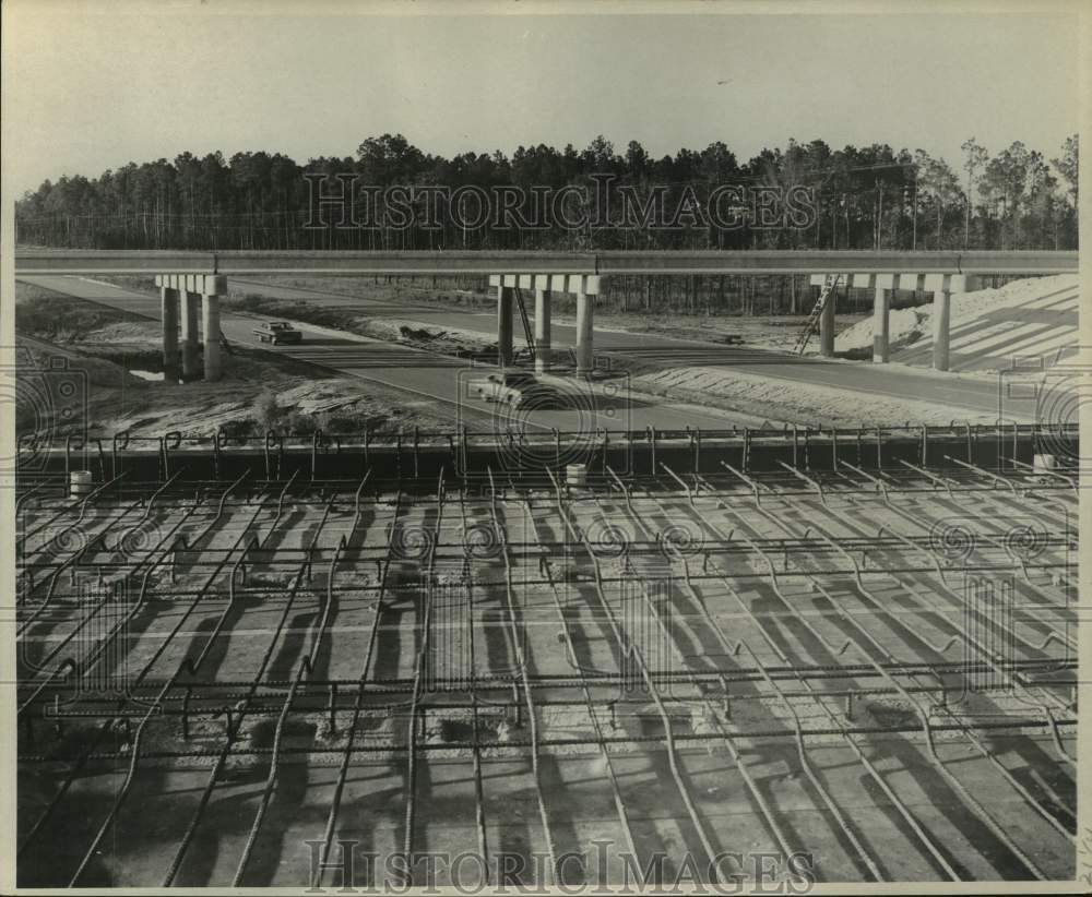 Construction of Interstate 10 bridge near Diamondhead, Mississippi - Historic Images