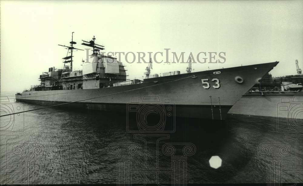 Press Photo U.S. Navy Ship 53 in Mobile Bay at Dock - Historic Images