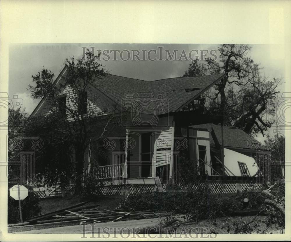 1985 Press Photo Hurricane Elena damage to House and Trees - Historic Images