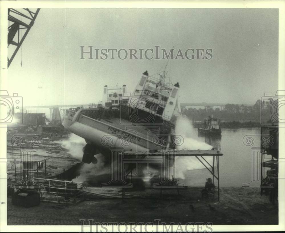 Press Photo Point Christie Boat released into waters at Shipyard - ampa01525- Historic Images
