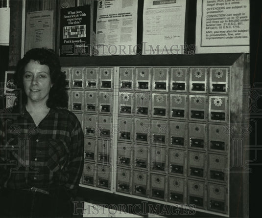 Peggy Overstreet by mailboxes in Barnestown, Alabama - Historic Images