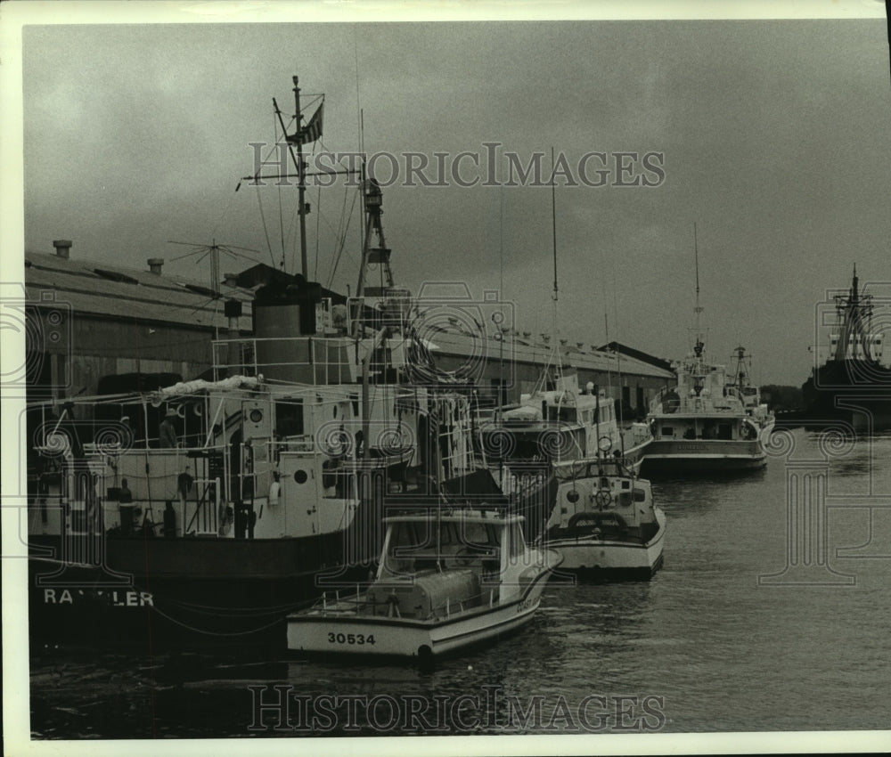 1969 Press Photo Boats Docked as Impending Hurricane Camille Comes, Alabama - Historic Images