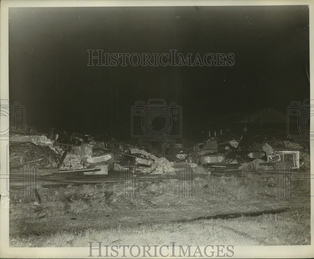 1950 Demolished Building on top of cars, Alabama - Historic Images