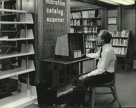 The Microfilm Catalog Scanner Inside the Mobile Public Library - Historic Images
