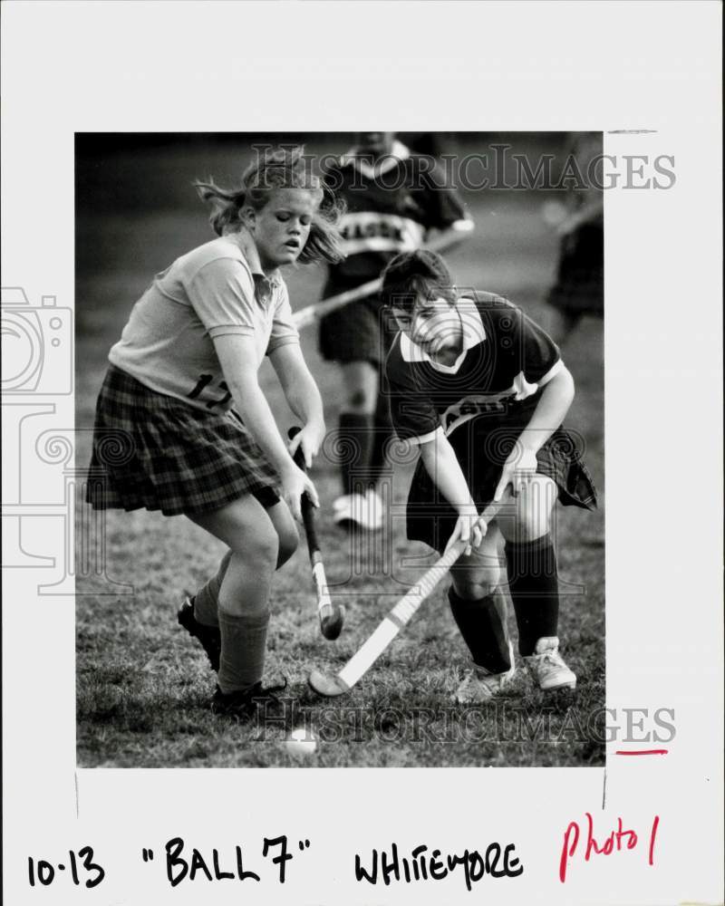 Press Photo Players at Girl's Field Hockey Game - ctaa45164 - Historic Images