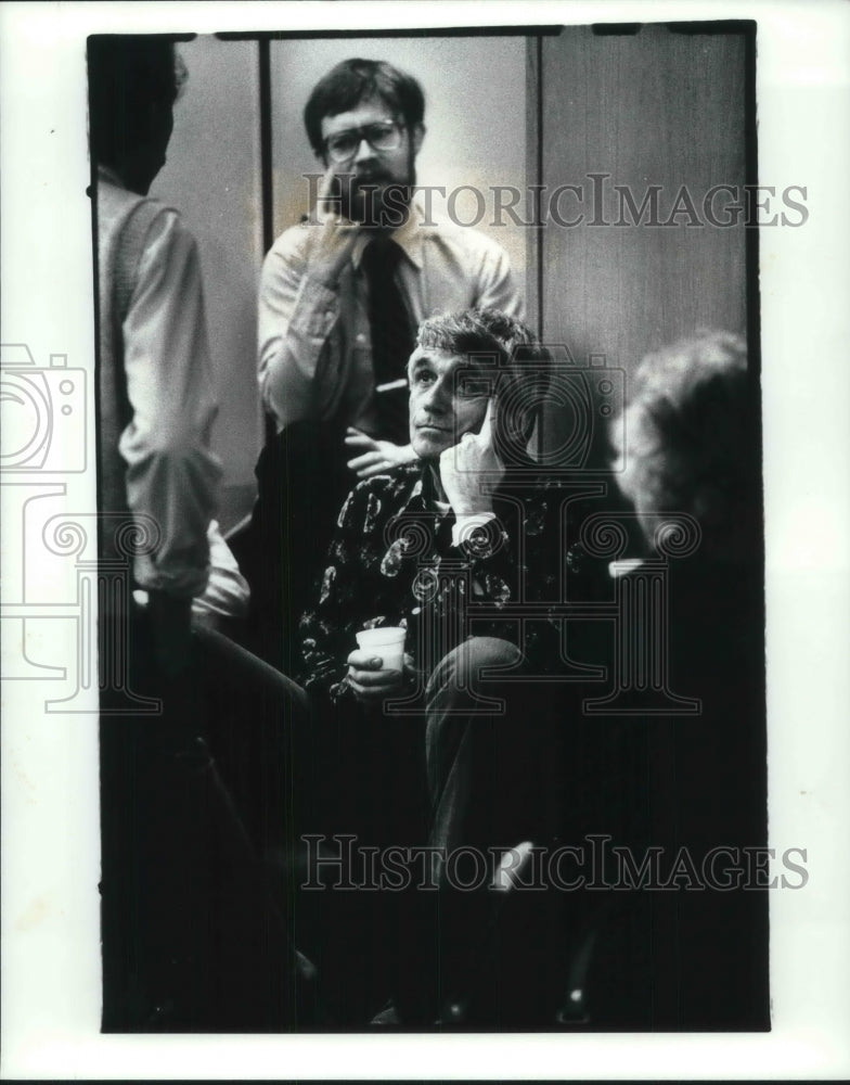 1983, Daniel Berrigan during speech at Wooster College - Historic Images