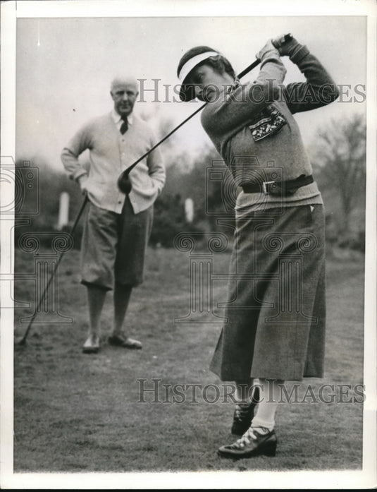 1937 Press Photo Lady Astor with a handicap of 20, drives - Historic Images