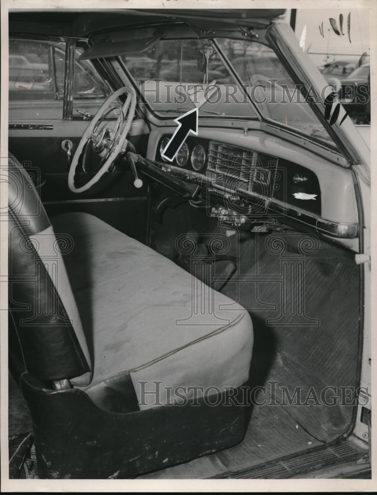 1954 Media Photo Clarence Jones car with baby shoes - Historic Images
