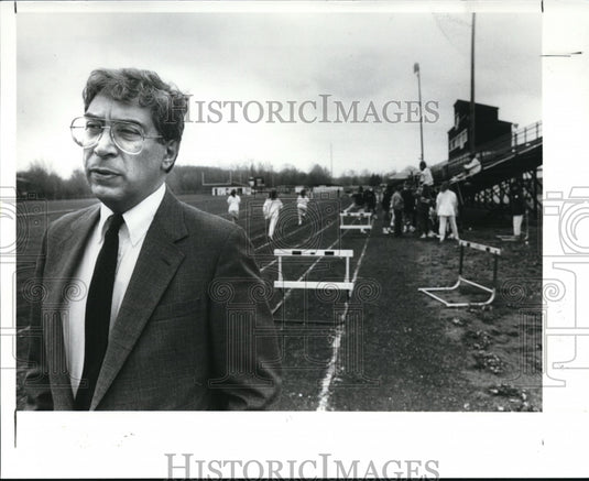1989, Dr. Donald Ciavetta Sheffield Superintendent at Brookside Track - Historic Images