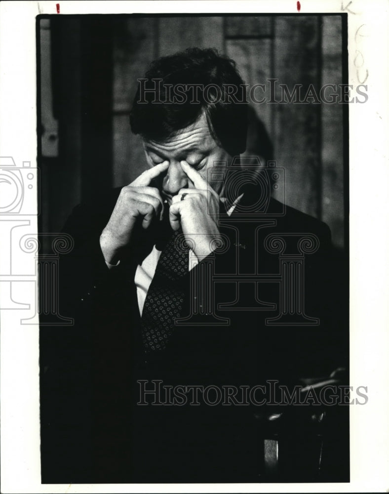 1985 Press Photo Gov. Richard F. Celeste at the domed stadium conference - Historic Images