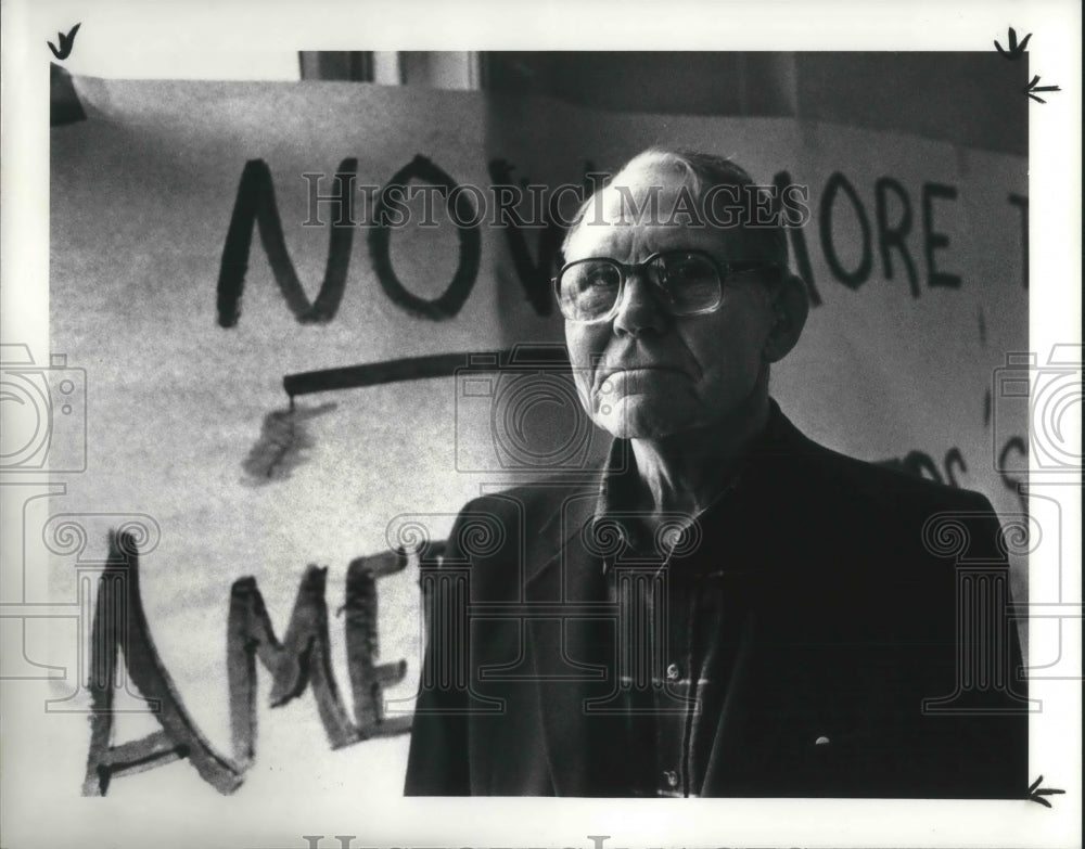 1985, Ted Dostal, Senior Citizen Protestor - Historic Images