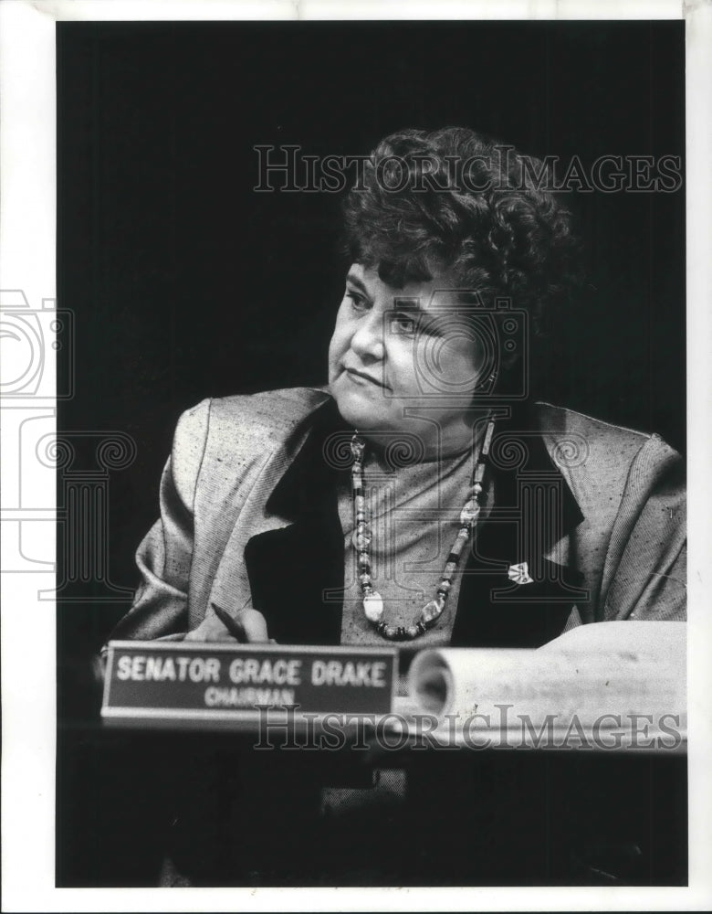 1987 Press Photo State Senator Grace Drake of the Domestic Relations Task Force. - Historic Images