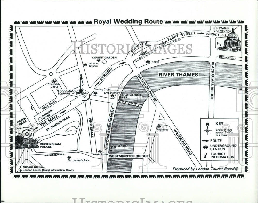 1981 Press Photo Royal Wedding Route Prince Charles and Lady Diane - Historic Images