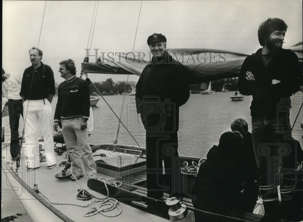 1983, Federal Pres. Karl Carstens of West Germany at Wann Lake,Berlin - Historic Images