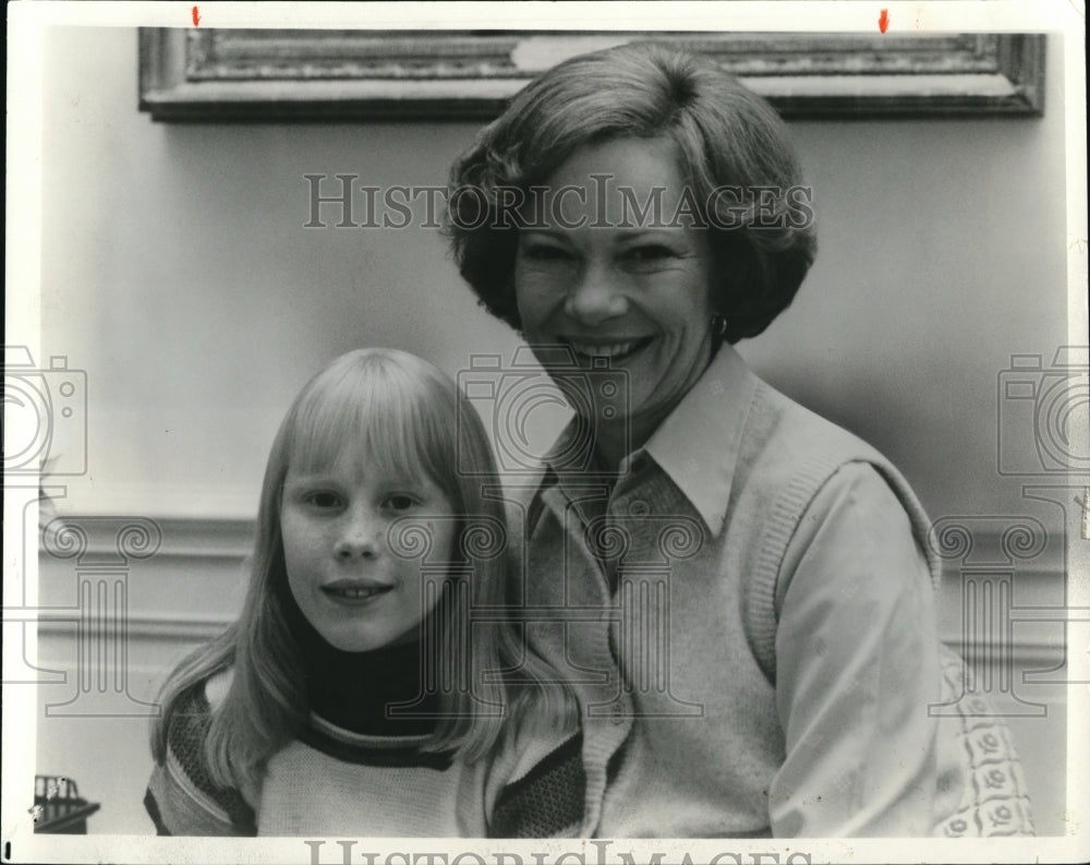 1978 Press Photo Rosalyn Carter and Amy Wife and Daughter of Pres.Jimmy Carter. - Historic Images