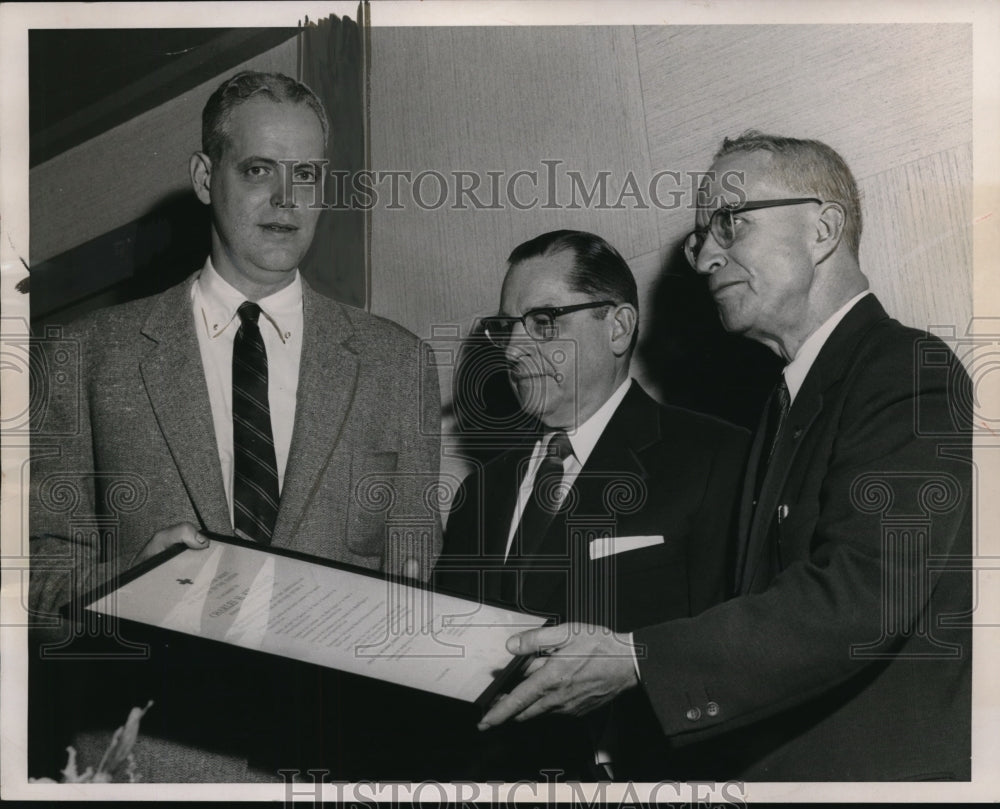 1955, Wright Bryan making presentation to Charles H. Kellstadt - Historic Images