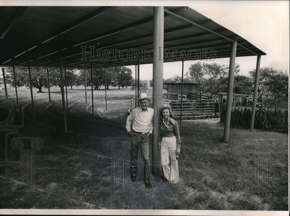 1975, Mr. and Mrs. John Connaly on their ranch at Floresville Texas. - Historic Images