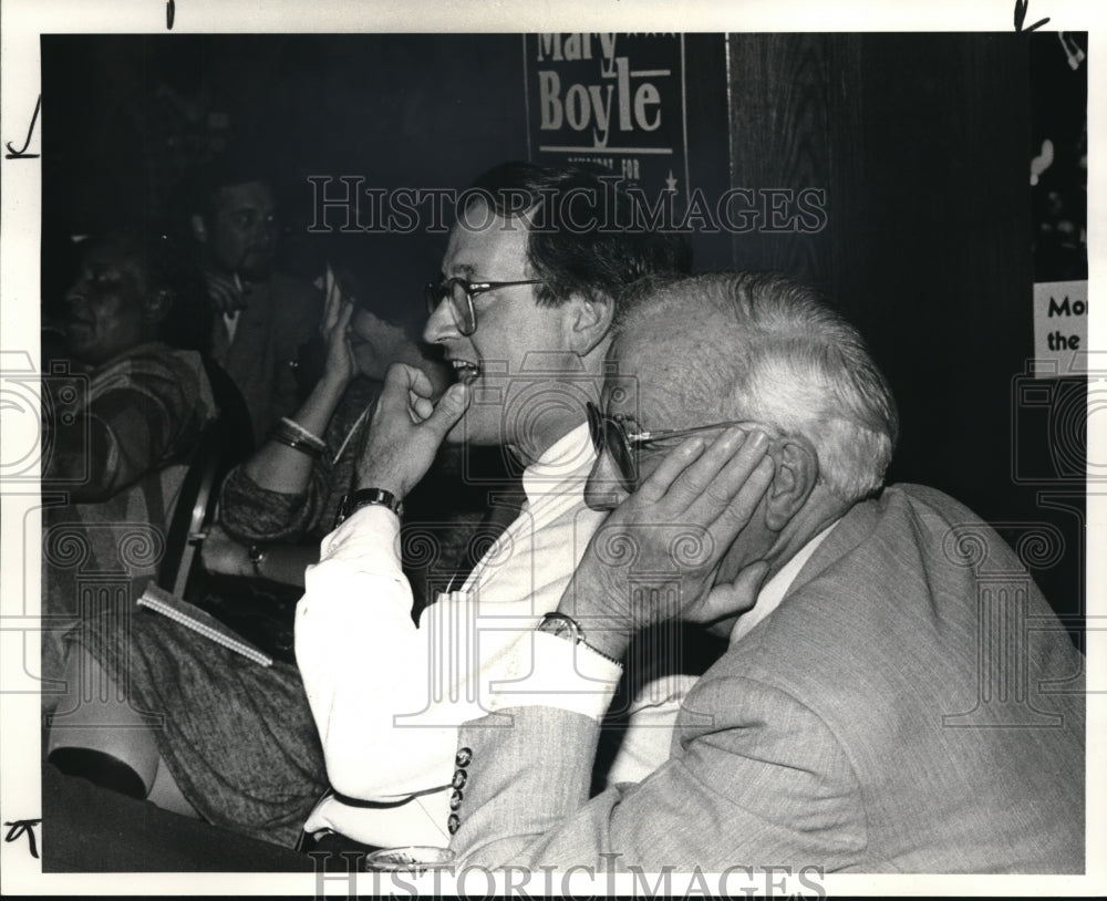 1984 Press Photo Ohio Governor Richard Celeste and Mayor John M. Coyne - Historic Images