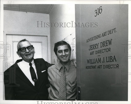 1971, Jerry Drew & William J. Liba of the Advertising Art Department - Historic Images
