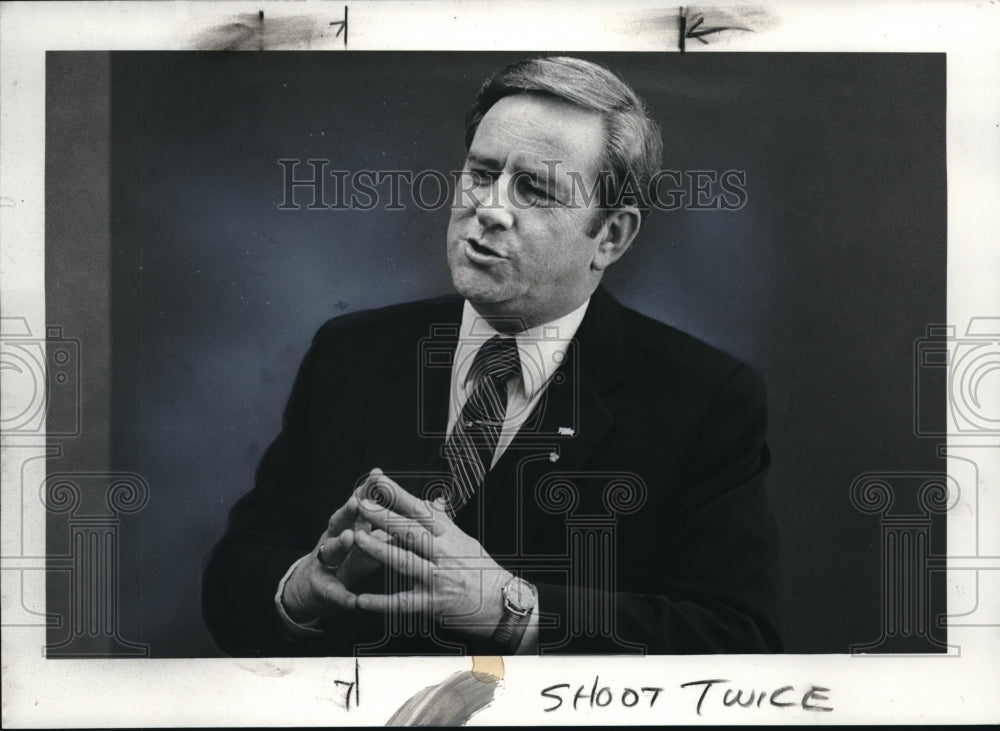 1982 Press Photo Jerry Falwell of the Moral Majority, speaking at the City Club - Historic Images