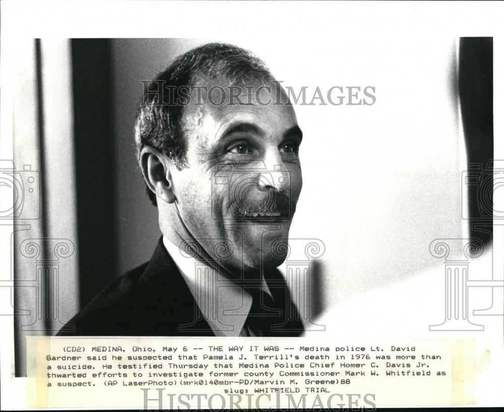 1988 Press Photo Lt. David Gardner who claims to have destroyed evidence - Historic Images