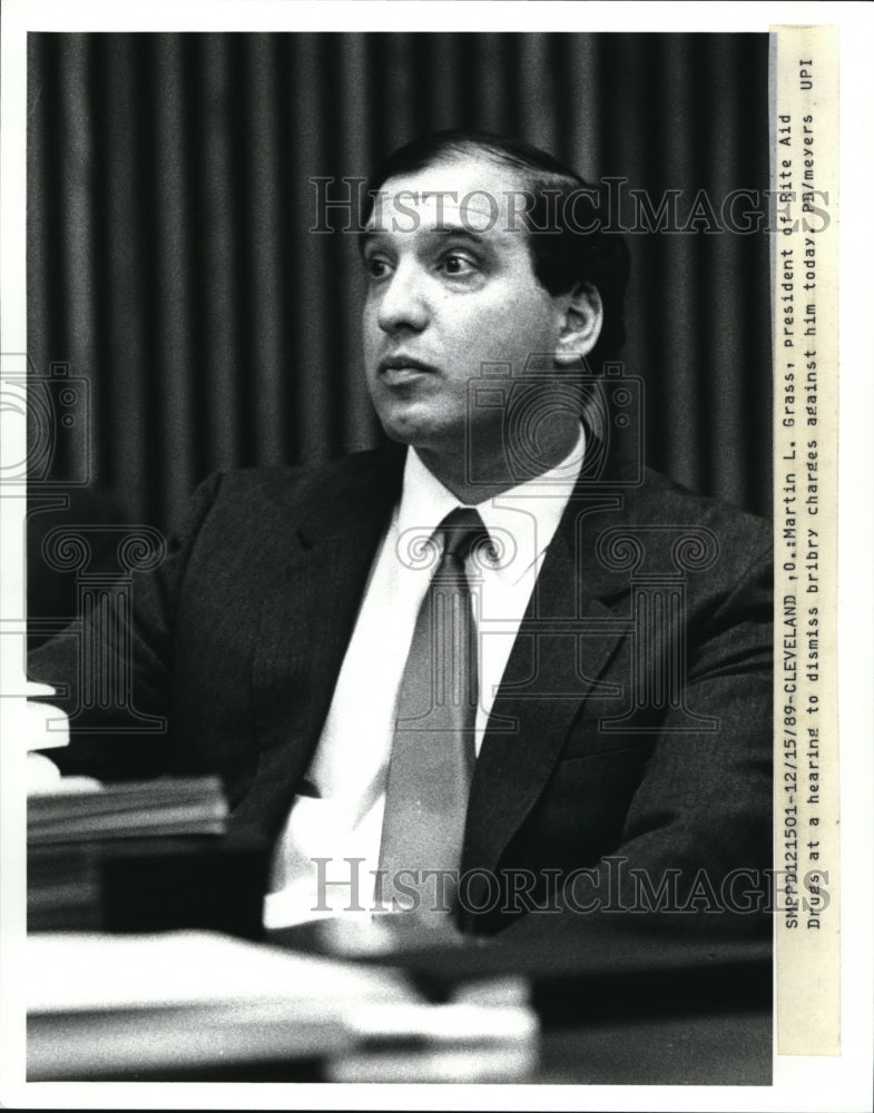 1989 Press Photo Martin Grass Pres Rite Aid Drugs Hearing To Dissmiss Bribery - Historic Images