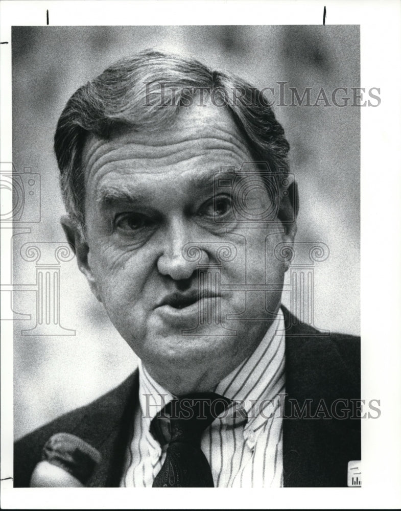 1989 Press Photo US Postmaster General Anthony M Frank speaks to Rotary Club - Historic Images