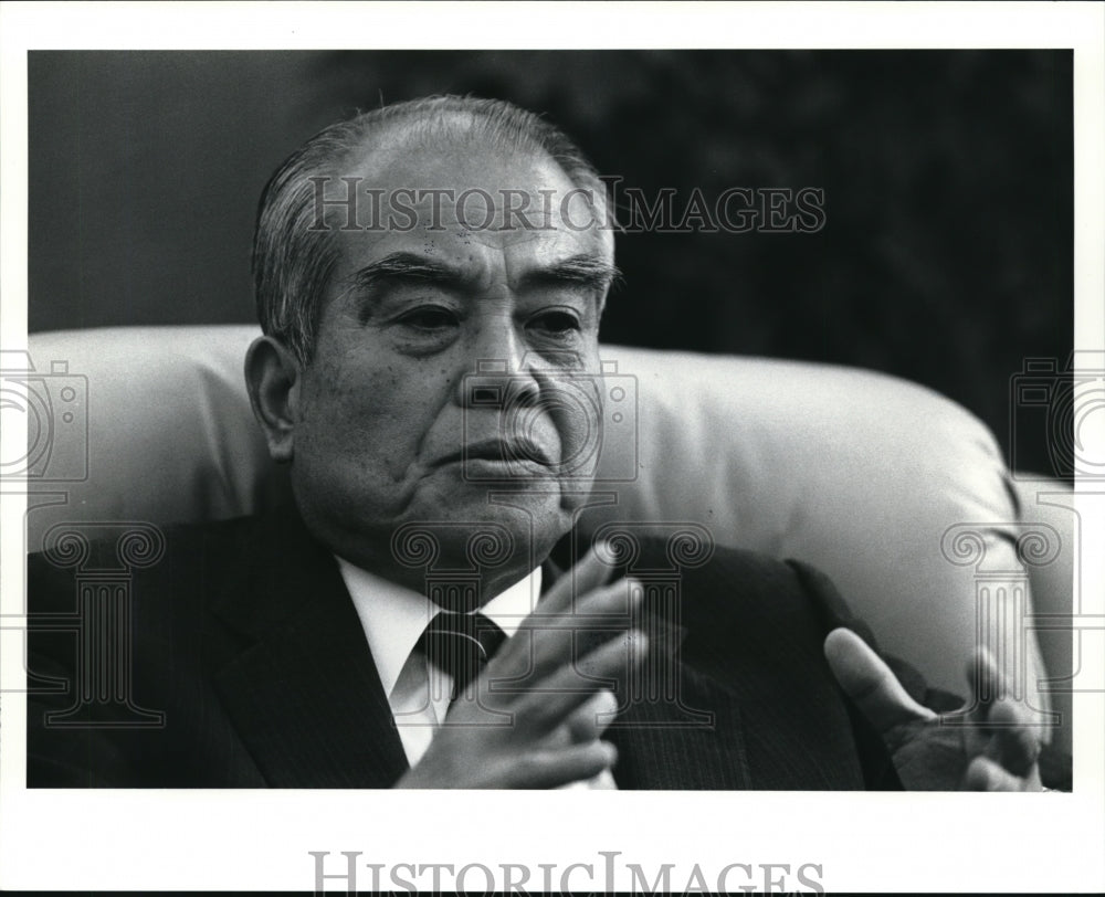 1990 Press Photo Teiji Eguchi - Chairman of Bridgestone/firestone tire Co. - Historic Images