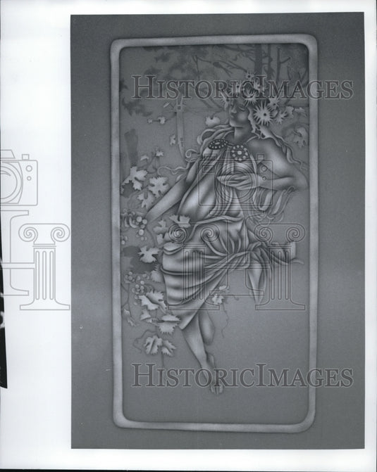 1975, Renee Fuller Glass sandblasted art - Historic Images