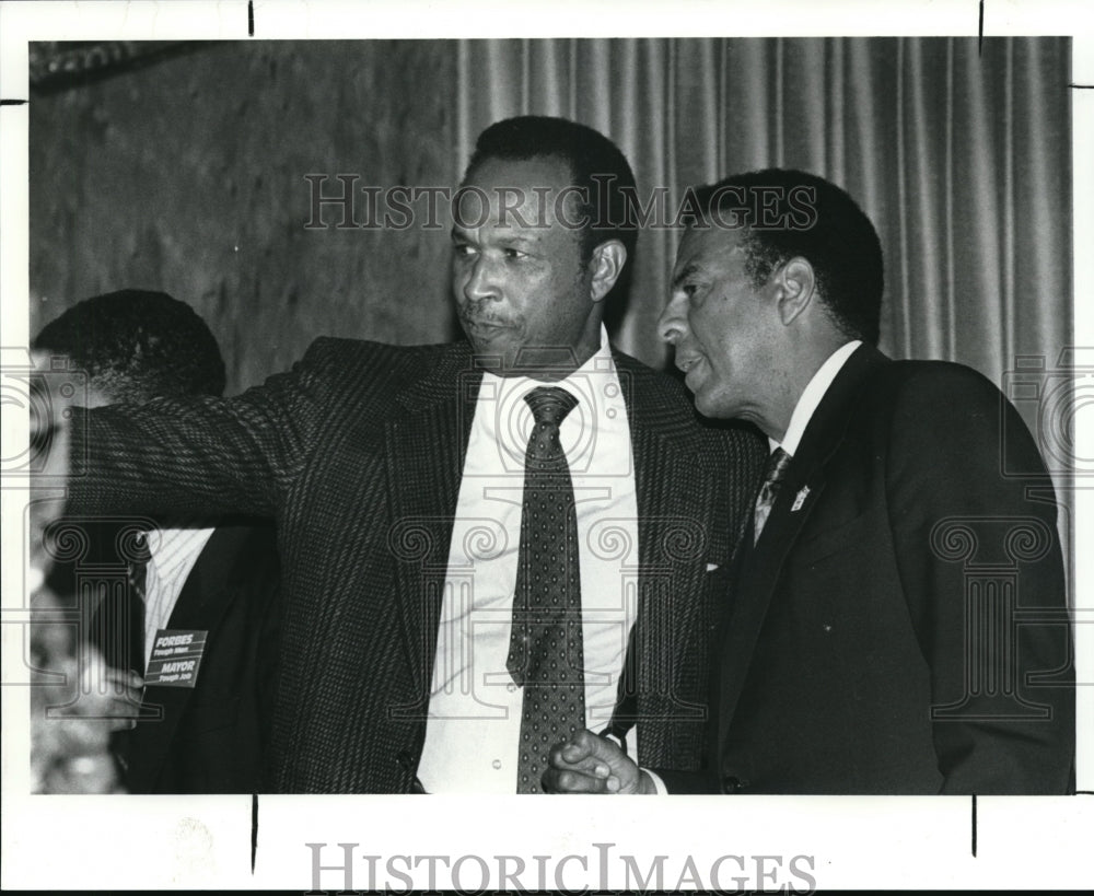 1989 Press Photo George L. Forbes mayoral hopeful,and Atlanta Mayor Andrew Young - Historic Images