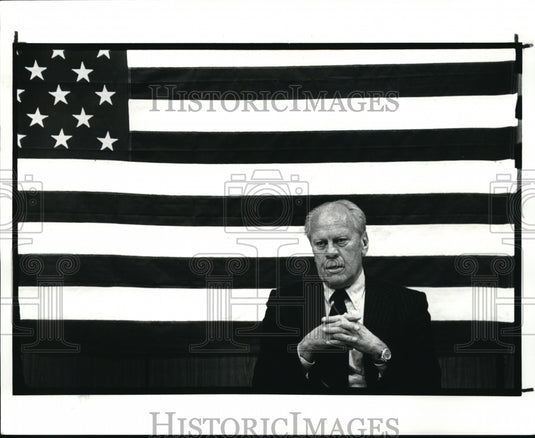 1988 Press Photo President Gerald Ford at Lorain Community College - Historic Images