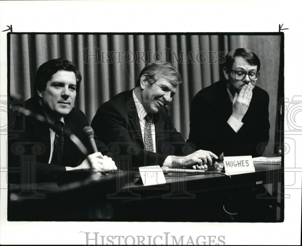 1985 Press Photo The City Club Speakers, Tim Hagan, Bob Hughes and Jerry Conley - Historic Images